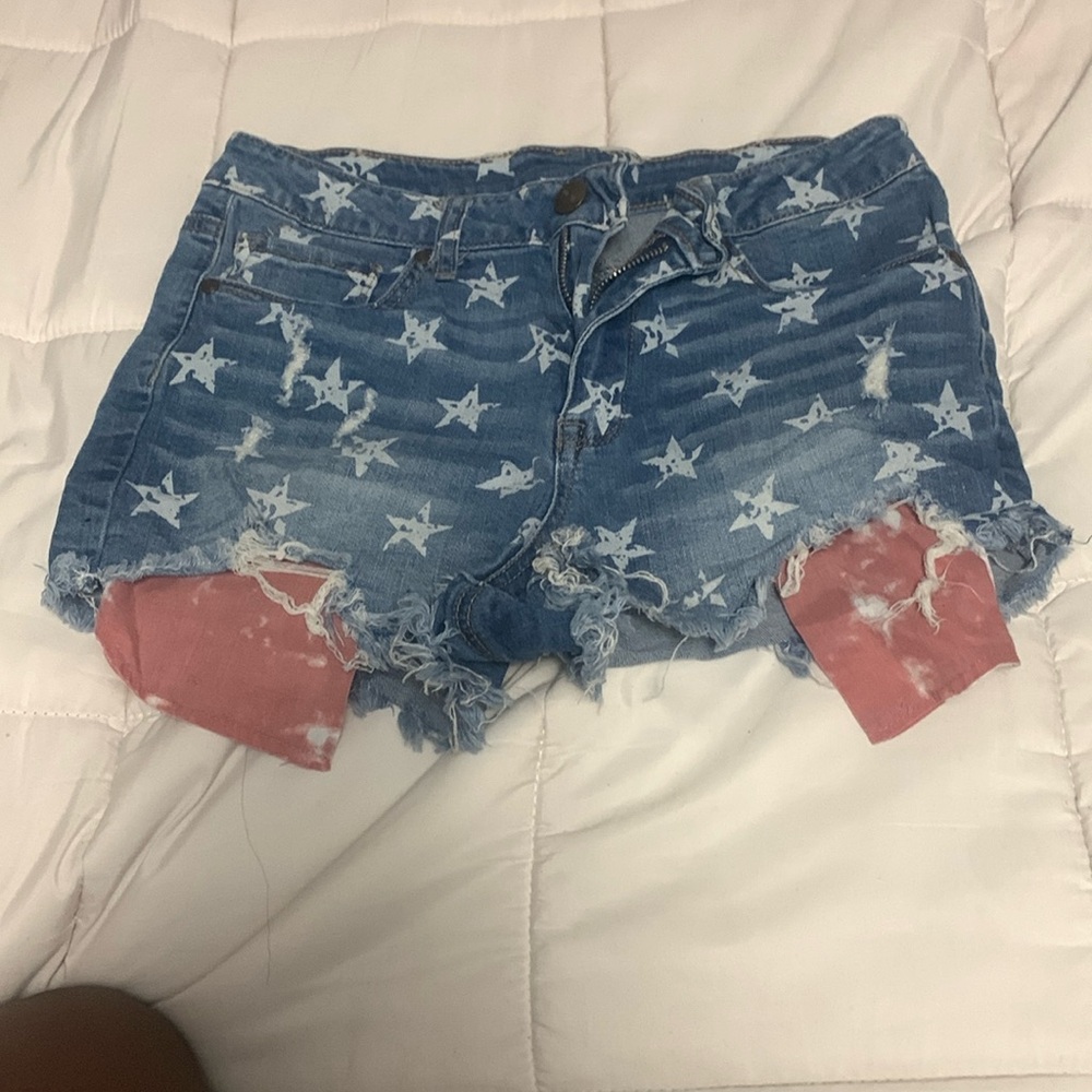 Women’s red white and blue Jean shorts